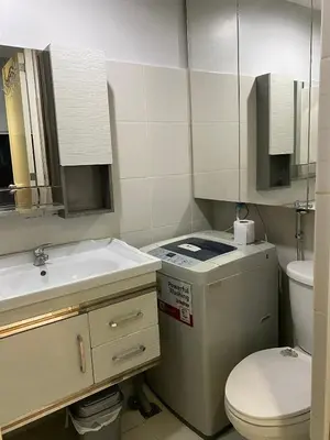 a small bathroom with a sink and a toilet at 7J HomeStay at Sea Residences MoA Manila in Manila