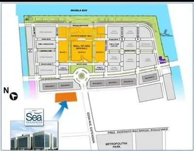 a map of the proposed site of the ssa building at Sea Residences Condo SM Mall of Asia Entertainment District in Manila