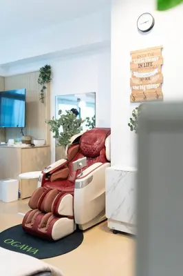 a stack of leather chairs in a room at Eastwood LeGrand 3 with Ogawa MasterdrivePlus, No Pets Allowed in Manila