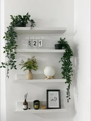 a shelf with potted plants and a clock on it at Tranquil Space Across Airport NAIA 3 in Manila