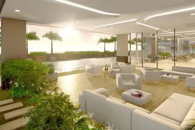 a living room with white couches and chairs at 1BR self-contained CONDO in Makati with amenities! in Manila