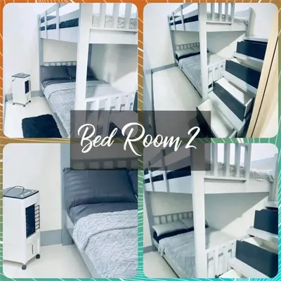 a collage of pictures of a bed room with bunk beds at Jazz Cozy Abode in Manila