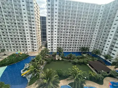 an aerial view of a resort with tall buildings at Shore 1 Residences Tower B in Manila
