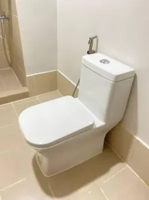 a bathroom with a white toilet in a room at SMDC Park Residences near SM City Sta Rosa unit 1 in Ibaba