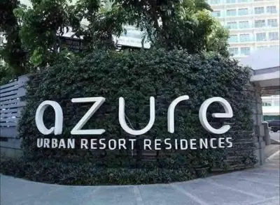 a sign for the zeus dubai resort headquarters at Dsa'sCrib 1BR Azure Near Airport in Manila