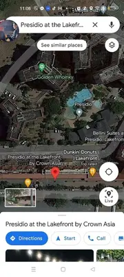 a screenshot of a cell phone with a map of a city at Emjay's staycation in Manila