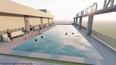 a rendering of a swimming pool on a building at One taft residence taft avenue City Land manila in Manila