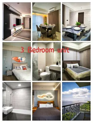 a collage of four pictures of a bedroom unit at One Winstar Realty Corp in Manila