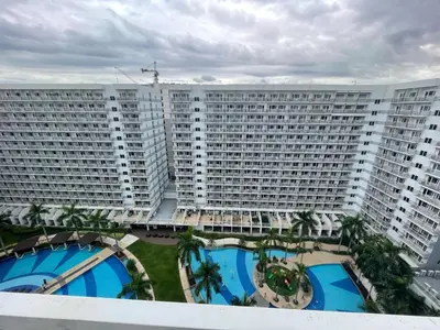 an aerial view of two large white buildings at SD2 tandem staycation in Manila