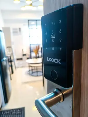a close up of a lock on a door in an office at Casa Lolanthe Fully Furnished Studio Unit in Pasong Bayog