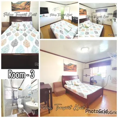 a collage of three pictures of a bedroom at Palmas Transient Kawit in Kawit