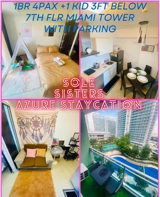 a collage of photos of a living room and a apartment at Sole Sister Azure Staycation in Manila