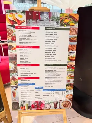 a picture of a menu for a restaurant at Azure Staycation Condo Unit in Manila