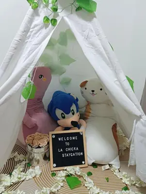 a group of stuffed animals sitting in a gazebo at La Chicka Staycation -1292 in Manila