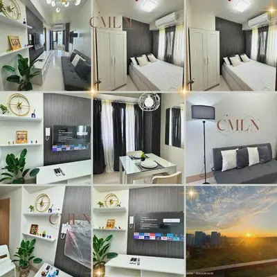 a collage of photos of a hotel room at cmln staycation metro manila in Manila
