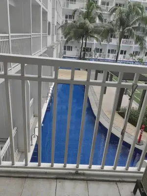 a view of the pool from the balcony at lhey's staycation in Manila