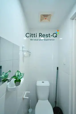 a bathroom with a toilet and a sign that says gift rest at Studio City Alabang Pool Access Free for 2 Wifi & Netflix SC2 in Manila