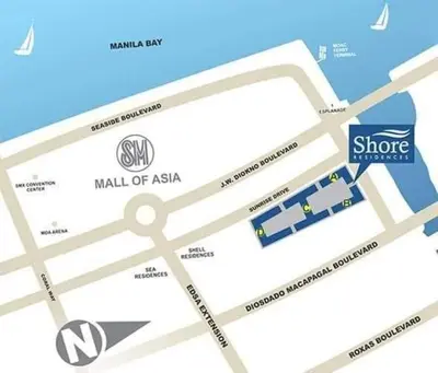 a map of the mall of asia at Santorini Suite Manila-Mall of Asia in Manila
