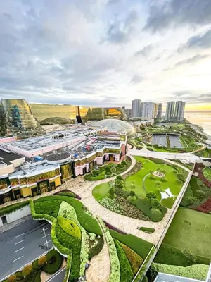an overhead view of a city with a park at Luxury 2BR Corner near Solaire & Okada II Sunset in Manila