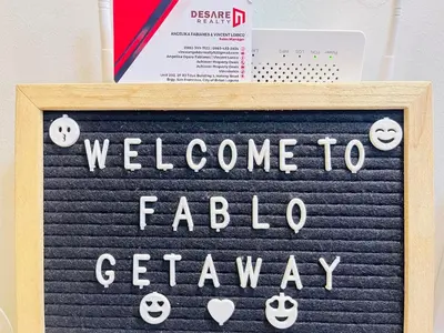 a sign that says welcome to fabio bakery at Fablo Getaway Staycation Beside Enchanted Kingdom in Santa Rosa