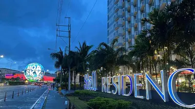 a sign for the las vegas hotel at Kathys Crib 11th flr at Shell Residence in Manila