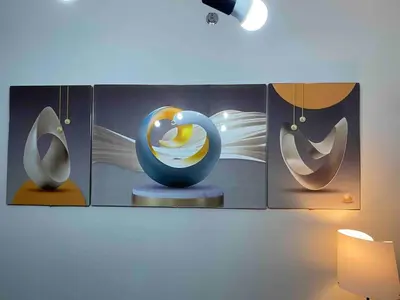 a painting hanging on a wall in a room at Cosmo Nest Air Skyline One BR Makati 2270 Gym Swim Park 300 Mbps in Manila