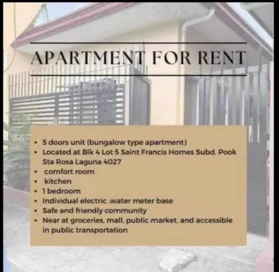 a sign for an apartment for rent in front of a house at Laureano di trevi tower 2 Condominium Corporation in Manila