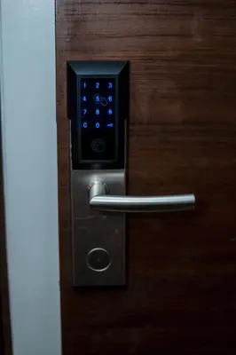 a close up of a lock on a door at Cozy Crash Pad B Laughter friendly Makati 2271 Gym Swim Park 300 in Manila