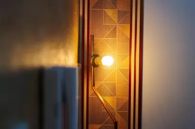 a close up of a glass door with a light on it at Secret Makati Love Haven Swim Gym Park Laugh 300MB in Manila