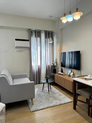 a living room with a couch and a tv at The Niall's Suites at HOPE Residences besides SM TRECE in Trece Martires