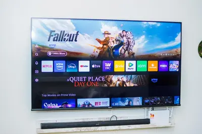 a flat screen tv sitting on top of a shelf at Urban Charm Cozy Meet 51 Air Swim Gym Park 300Mb in Manila