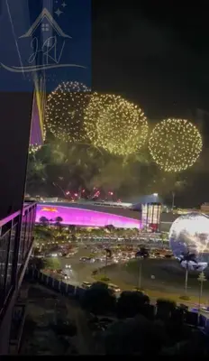 a view of a stadium at night with lights at 1bedroom with balcony at Sea Residences near MOA and SMX in Manila