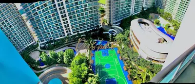 an aerial view of a resort with a water park at Prisha Staycation in Manila