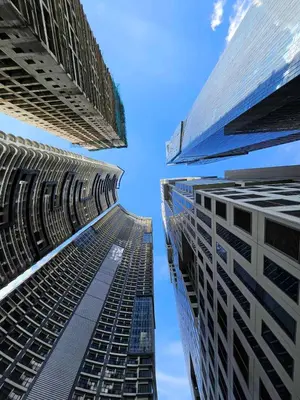 two tall buildings looking up into the sky at Room with stunning view in Makati in Manila