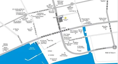a map of the approximate location of the hyde park neighbourhood at Grand View Tower in Manila