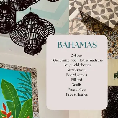 a menu for a restaurant with a chandelier at Azure Residences Bahamas good for 3 pax in Manila