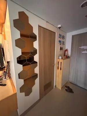 a room with a wall with a wall made out of boxes at S Residences, Tower-3 in Manila