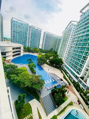 an aerial view of a resort with tall buildings at Azure Staycation by Zette in Manila