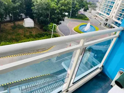 a view from the balcony of a cruise ship at Upscale 1Bedroom Condo Unit Near Manila Airport in Manila