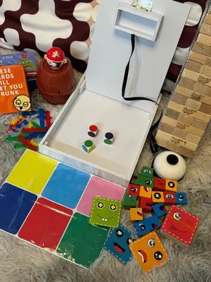 a box of lego duplos and toys on the floor at Serenity Pads in Manila