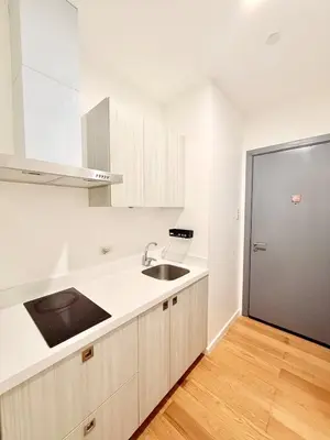 a kitchen with a sink and a counter top at Studio Unit Staycation near Rockwell Mandaluyong FREE Pool Access in Manila