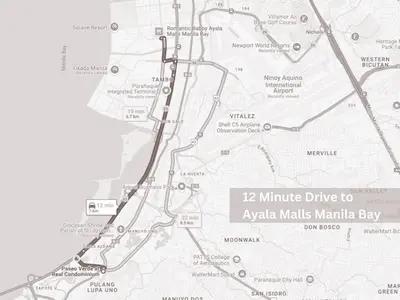 a map of the minute drive to ayala malls bay at Casa Josefina in Manila