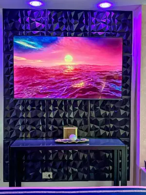 a wall with a painting of the ocean at Azure Urban Resort Residences by Staycationary 17th floor Miami in Manila