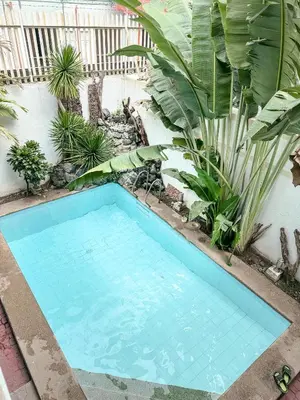 a small swimming pool in a yard with plants at 6-Bedroom Duplex with pool near NAIA in Manila