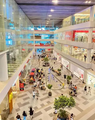 an overhead view of a shopping mall with people at Circuit Suites in Manila