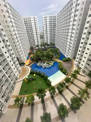 an aerial view of a resort with tall buildings at SHORE RESIDENCES NEAR Moa in Manila