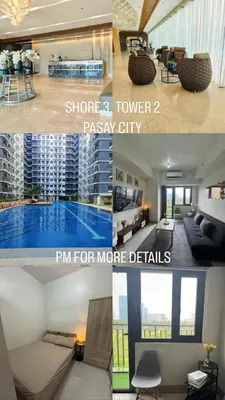a collage of two pictures of a hotel room at M S Staycation in Manila