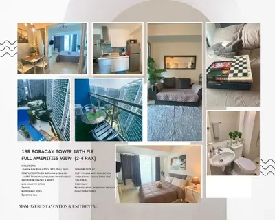 a collage of pictures of a living room at Condotel Azure Beachview in Manila