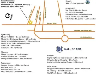 a map of the menu of mall of asia at 1BR Solana Suite 5 at Coast Residences in Manila