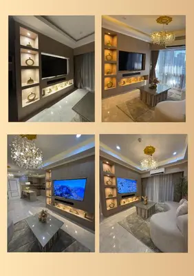 a collage of four pictures of a living room at Gramercy Residences Holiday Luxury in Manila